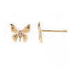 Brass Micro Pave Clear Cubic Zirconia Stud Earrings Findings KK-T062-71G-NF-2