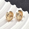 Brass Clear Cubic Zirconia Rhombus Hoop Earrings EJEW-D320-04G-2