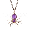 Natural Amethyst Spider Pendant Necklaces PW-WG57689-04-1
