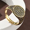 Brass Micro Pave Cubic Zirconia Cuff Rings for Women RJEW-A069-13G-3