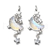 Brass Micro Pave Cubic Zirconia with Resin Pendants KK-Z103-05P-01-1