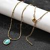 Imitation Cat Eye Oval Pendant Necklace with Round Snake Chains X-NJEW-G085-06G-3