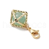 Round Natural Amethyst & Green Aventurine & Rose Quartz & Carnelian & Brass Rhombus Pendant Decorations HJEW-TA00334-5