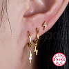 3 Pc 3 Style 925 Sterling Silver Lighting Dangle Hoop Earrings & Cubic Zirconia Stud Earrings EJEW-F317-36G-4