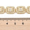 Brass Micro Pave Cubic Zirconia Rectangle Link Chain Necklaces for Women NJEW-C081-01G-5