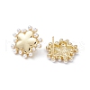 Long-Lasting Plated Brass Stud Earrings with Plastic Pearl for Women EJEW-A088-01G-3