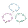 3Pcs 3 Colors Spray Painted Glass Star Beads & Natural Rose Quartz & Amazonite & Green Aventurine Beads Stretch Bracelets for Women BJEW-MZ00175-2