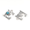 Synthetic Turquoise & Alloy Pendants PALLOY-H146-01AS-E-2