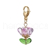 Glass Flower Pendant Decorations HJEW-MZ00206-3