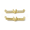 Rack Plating Brass Micro Pave Clear Cubic Zirconia Connector Charms KK-C007-37G-V-2