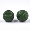 Painted Natural Wood Beehive Beads WOOD-S049-04A-04-2
