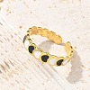 Heart 304 Stainless Steel Enamel Open Cuff Rings for Women RJEW-U034-01G-02-3