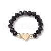 Glass & Brass Beaded Stretch Rings for Women RJEW-JR00858-01-2