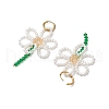 Flower 304 Stainless Steel Hoop Earrings EJEW-TA00629-4