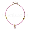 Glass Seed Beads & Flower Handmade Lampwork Beaded Necklaces NJEW-MZ00065-6