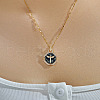 Fashionable Brass Enamel Hexagon with Sword Wing Pendant Necklaces WA4173-1