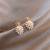 Pineapple Alloy Plastic Imitation Pearl Stud Earrings FS-WG66433-01-2