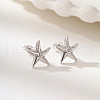 Elegant S925 Sterling Silver Clear Cubic Zirconia Starfish Stud Earrings SG2555-5