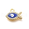 Brass Micro Pave Cubic Zirconia with Evil Eye Enamel Charms KK-G519-08G-01-1