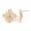 Brass Micro Pave Clear Cubic Zirconia Stud Earring Findings KK-S356-250-NF-3