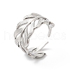 Non-Tarnish 304 Stainless Steel Leafy Branch Open Cuff Ring for Women RJEW-K245-31P-3