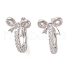Brass with Clear Cubic Zirconia Hoop Earring EJEW-Q385-02P-1