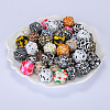 Colorful Pattern Printed Silicone Focal Beads SI-JX0022A-16-6