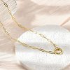 Brass Ring Link Paperclip Chain Necklaces NJEW-A042-05G-1