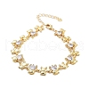 Rack Plating Brass Pave Cubic Zirconia Bear Link Chain Bracelets for Women BJEW-B109-02G-01-1