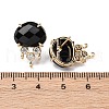 Brass Micro Pave Cubic Zirconia Stud Earring Findings with Natural Black Obsidian KK-Z096-05G-14-3