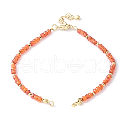Faceted Rondelle Cubic Zirconia Beaded Bracelet Making KK-F892-27G-1