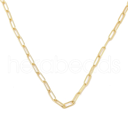 Rack Plating Brass Paperclip Chain Necklaces X-NJEW-Q348-01G-1