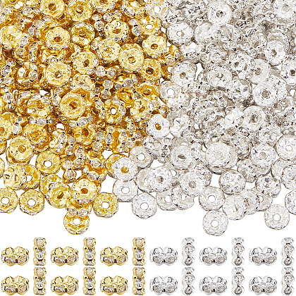 SOFPLATE 400pcs 2 Colors Brass Rhinestone Spacer Beads RB-SP0001-03A-1