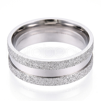 201 Stainless Steel Grooved Finger Ring for Men Women STAS-WH0039-04E-P-1