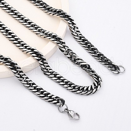 6MM 201 Stainless Steel Cuban Link Chain Necklaces NJEW-Q013-14B-1