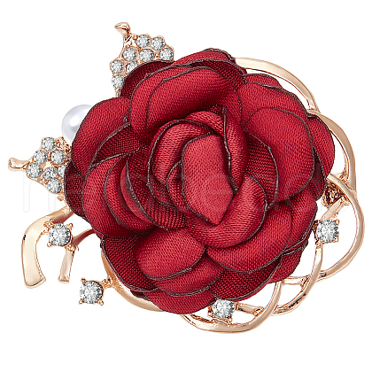 Rose Flower Cloth Brooches JEWB-WH0023-65G-1