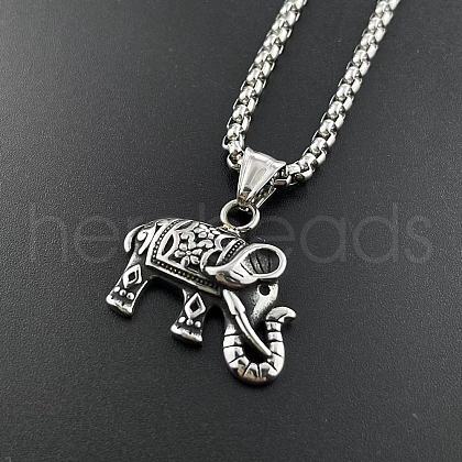 Stylish Stainless Steel Elephant Punk Street Hip-hop Pendant Necklaces VR2361-1