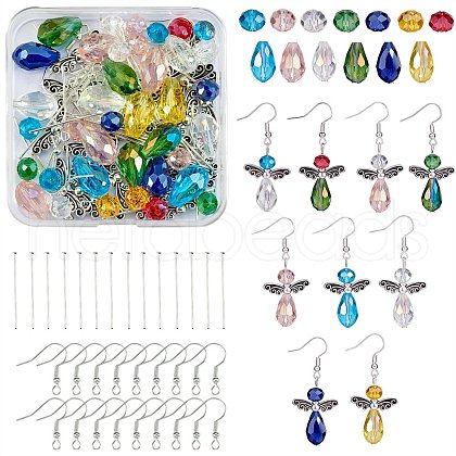 DIY Faceted Beads Earring Making Kit DIY-SZ0007-70-1