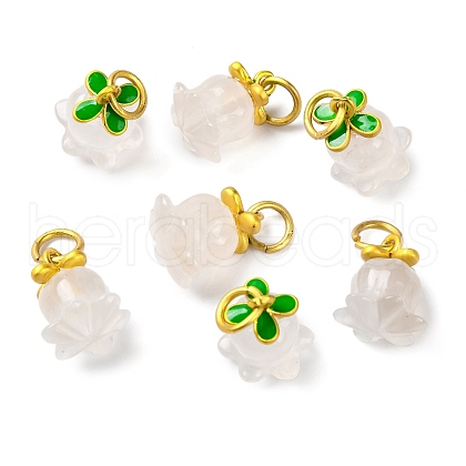 Natural Agate Flower Charms KK-NH0005-01G-1