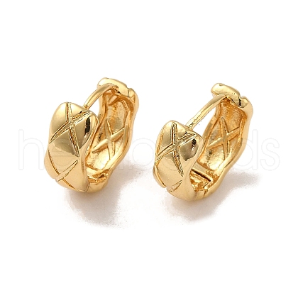Brass Rhombus Hoop Earrings EJEW-E301-01G-1