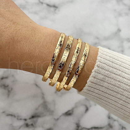 4Pcs Alloy Cuff Bangle Set for Women WG45AE5-01-1