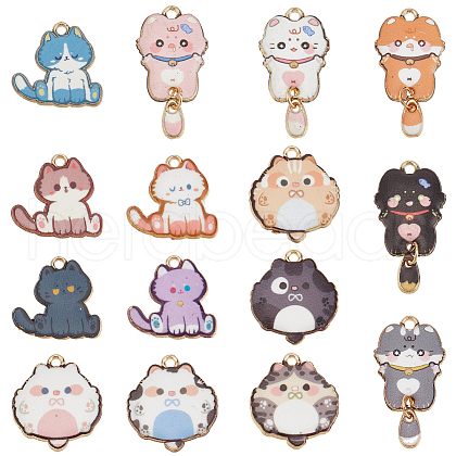 SUNNYCLUE 30Pcs 15 Styles Alloy Enamel Pendants ENAM-SC0005-45-1