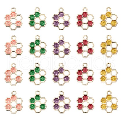 20Pcs 5 Colors Alloy Enamel Pendants ENAM-YW0002-83-1