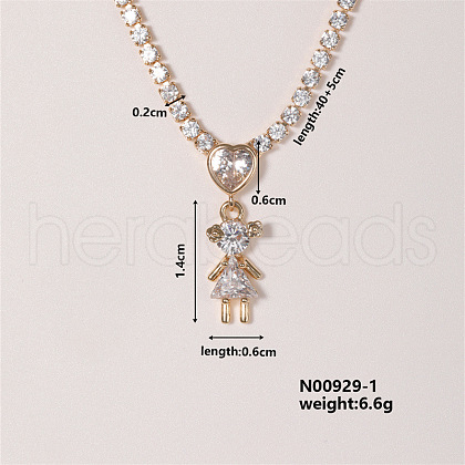 Shiny Family Theme Brass Micro Pave Cubic Zirconia Pendant Necklaces VW3054-1-1
