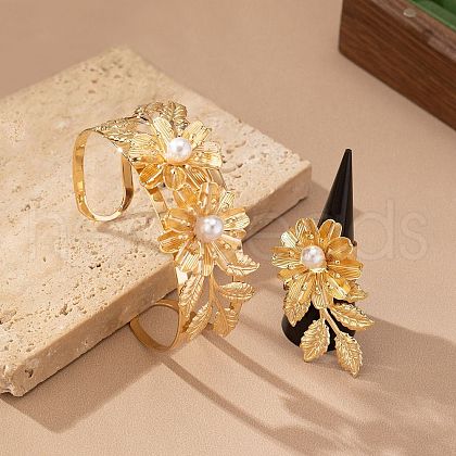 Flower Alloy Cuff Bangles & Rings Sets FS-WGF897A-01-1