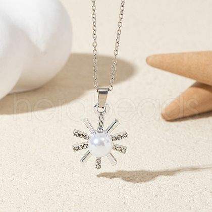 Alloy Crystal Rhinestone & Plastic Imitation Pearl Pendant Necklaces FS-WG6A3E6-05-1