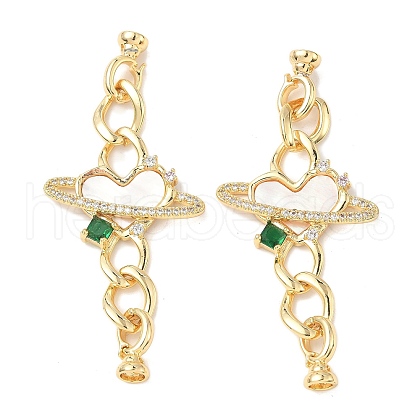 Brass Natural Shell Fold Over Clasps KK-U059-30G-1