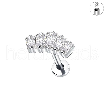 G23 Titanium Micro Pave Clear Cubic Zirconia Cartilage Earrings WG0DE3D-58-1