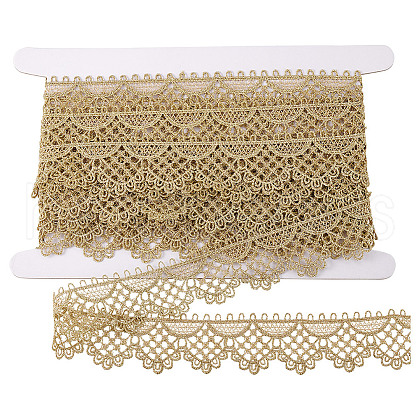 HOBBIESAY 5 Yards Metallic Yarn Flower Lace Trim Ribbons SRIB-HY0001-07A-1