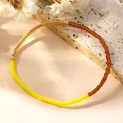 Colorful Glass Seed Round Beaded Stretch Bracelets for Women JM5364-6-1